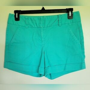 Vince Camuto Women's Turquoise Blue Cuffed Hem Chino Shorts Size 6